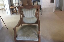 Victorian Love seat and side chair ( Carved Oak Leaf)