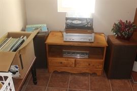 Vintage Record Player, Receiver, amplifier and records