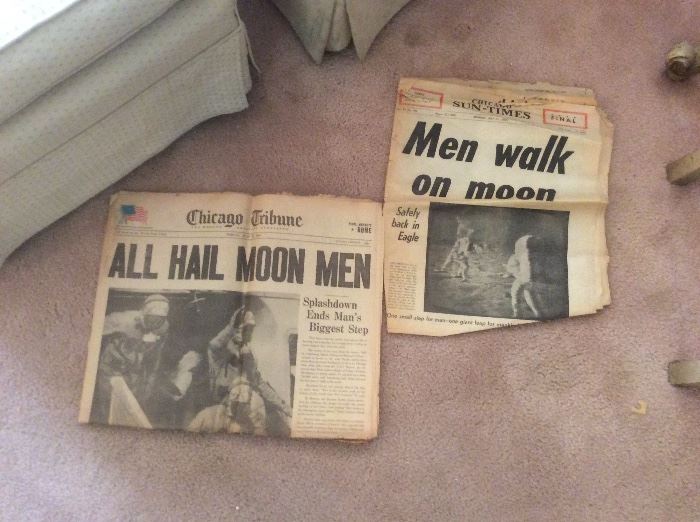 Orginal men on the moon newspapers. 50 years old
