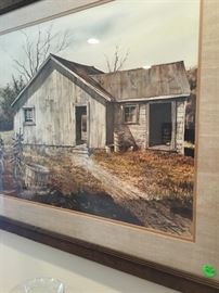 A closer look of the hand painted farm house.