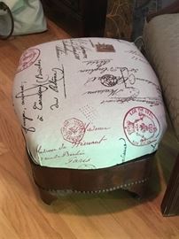 A French newly upholstered ottman . Very old and in great condition.