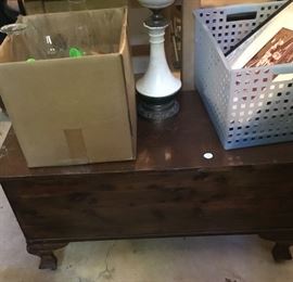 A cedar chest with cedar lined in garage.