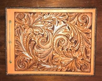 carved leather photo album