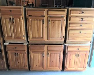 8 pine cabinets/1 double oven/1 dishwasher/1 stainless sink