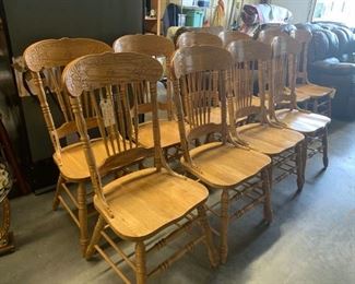 Dining Room Chairs.  Oak.   10 available, will divide.  20" x 17" x 41"   Excellent Condition $20 each