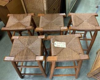 Set of 5 counter stools with wicker seats. Very good condition.  16"w x 12"d x 24"t          $10 each