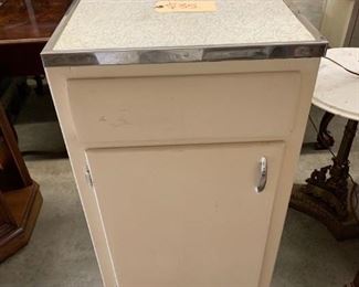 Retro kitchen cabinet. White with laminate top.         18"w x 24"d x 36"t         $35