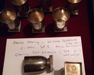 William Spratline Silversmith Sterling Shot Glasses