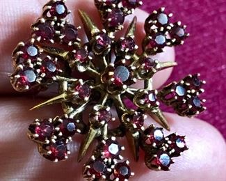 14K and garnet pin