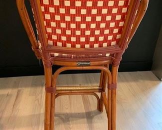 19. Poitoux Red and Cream Cafe Counter Stools (18" x 18" x 39") (seat 27")