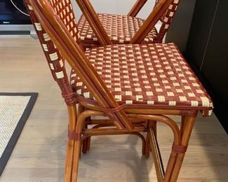 19. Poitoux Red and Cream Cafe Counter Stools (18" x 18" x 39") (seat 27")