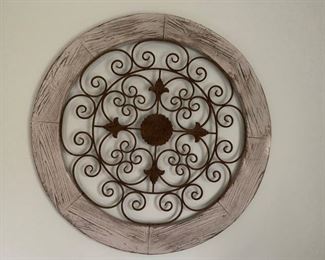 26. Wrought Iron and Wood Wall Art (40")
