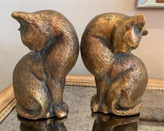 58. Pair of Bronze Cat Bookends (9")