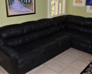 L Black Leather Sleeper Sofa  by The Leather Factory
