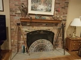 Misc Brass and Decor 
Fire Screen
2 Tripod Stands