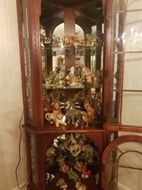 Mahogany Display w Glass Shelves 
Beautiful Hand Painted Lenox Animal Figurines