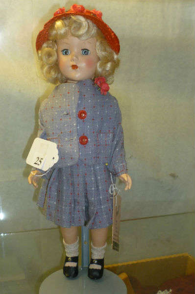 R&B Doll Co. NY "nanette" Wardrobe doll Ensemble dresses and suits. Walks, sits, stands turns her head. Wash, wave,comb and curl Dynel hair 18"tall