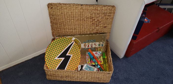 wicker basket with games