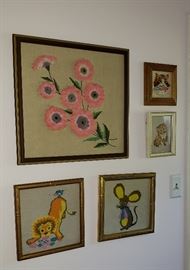 framed handmade needlework
