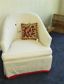 Red/white club chair (2)