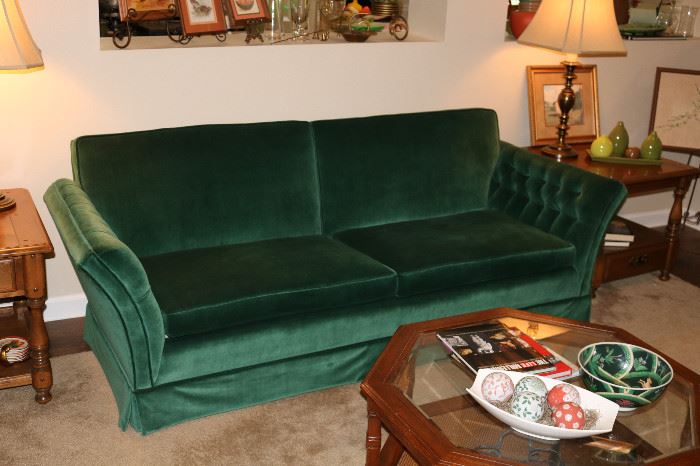 Wonderful Green Velvet couch: excellent condition