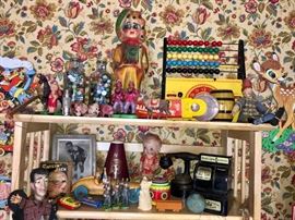 Marbles, figures, chalkware, puppets, and more as early as 1930's.