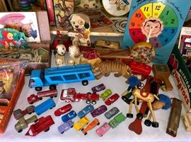 Lots of small metal tootsie cars and a "Timmy Time" puzzle.