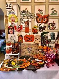 Halloween collectibles - paper, Beistle, masks, & Jack O' Lanterns.