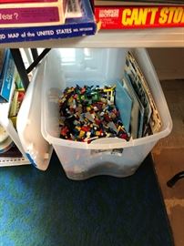 Bin full of legos.