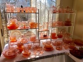 Pink depression glass.