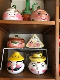 Anthropomorphic condiment jars and servers.