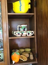 Banana splits ice cream bowls and baked potato set.