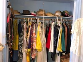 Fun and funky vintage clothing and various hats.