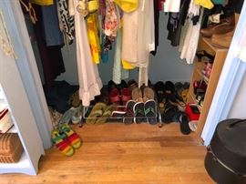 Dozens of women's shoes, sizes vary but most are size 9.