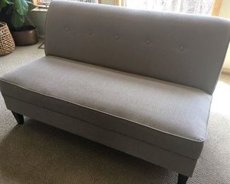 Grey upholstered settee/loveseat/bench