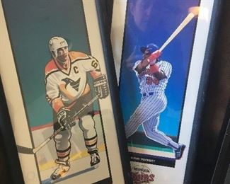 Kirby Puckett, and Mario Lemieux framed posters