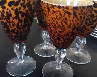 Blown glass water goblets (8 total)