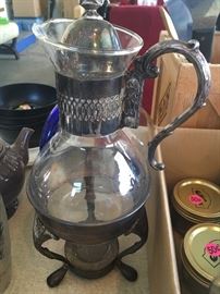 Silver and glass carafe