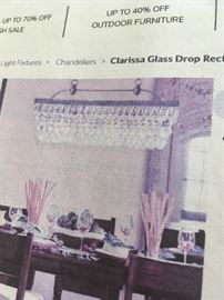 Pottery Barn Clarissa Glass Drop rectangular chandelier- new in the box