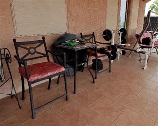 OUTDOOR FURNITURE AND MORE EXERCISE EQUIPMENT.