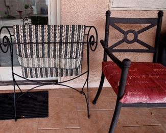 OUTDOOR METAL CHAIRS AND TABLES.