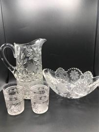 American Pressed Glass Pitcher, bowl & Glass Set https://ctbids.com/#!/description/share/143299