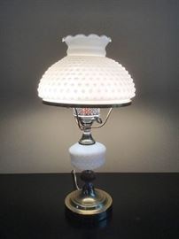 White Hobnail Milk Glass Lamp https://ctbids.com/#!/description/share/143313