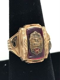 10K Gold Hughes High School Ring with Red Stone https://ctbids.com/#!/description/share/143371