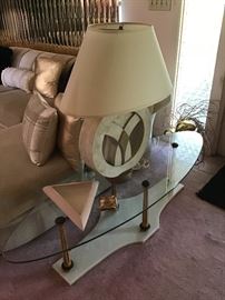 Glass Surfboard Table with Lamp