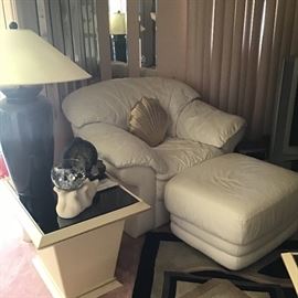 Leather Chair and Ottomon