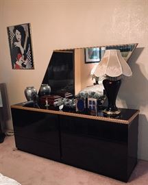 Retro Black Lacquer Made in Italy Dresser