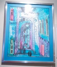 Yossi Stern. "In the court yard". Watercolor.