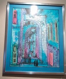 Yossi Stern. "In the court yard". Watercolor.