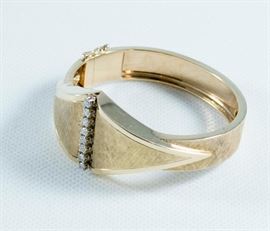 14K yellow gold diamond bangle bracelet. With appraisal.